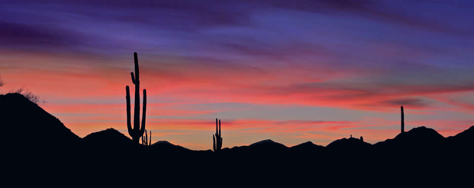 Late sunset view of Phoenix AZ Desert